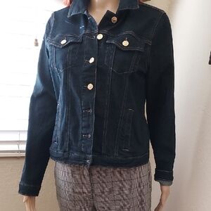 Nicole Miller Blue Jean Jacket Cropped